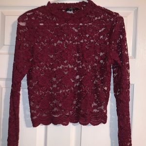 Burgundy Lace Long sleeves top